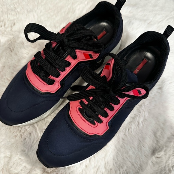 Prada Navy and Pink Sneakers - Picture 1 of 5